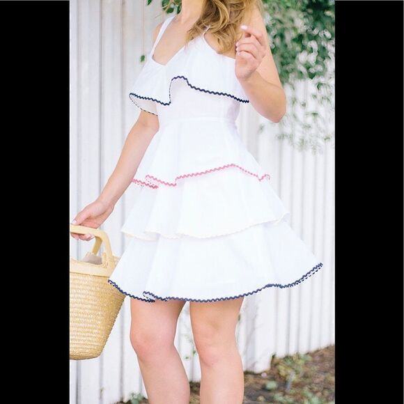 WAYF BACKLESS RUFFLED WHITE TIERED DRESS - Picture 1 of 14